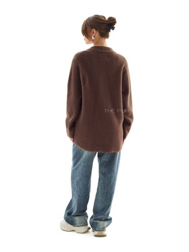 Шоколадный кашемировый кардиган с шалевым воротником