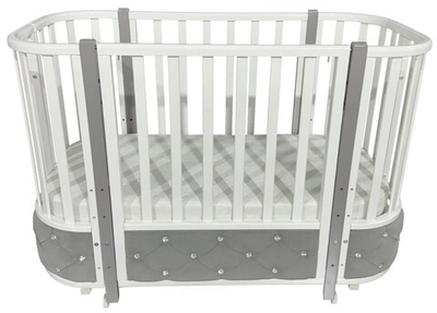 Детская кроватка Bellini Laguna Elegance 4 поперечный маятник, колесо белый/серый велюр