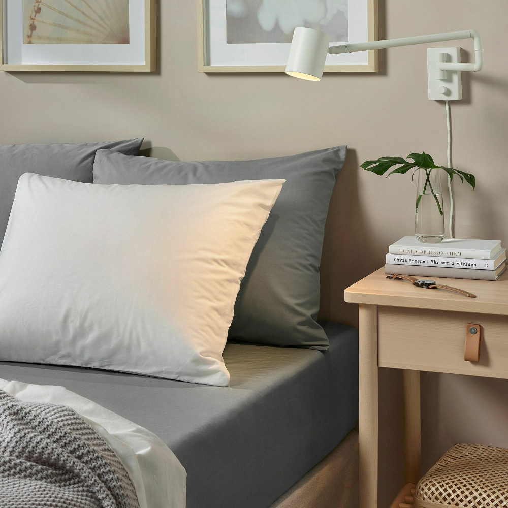 Простыня на резинке IKEA ULLVIDE (УЛЛЬВИДЕ), Серый, 90х200 см