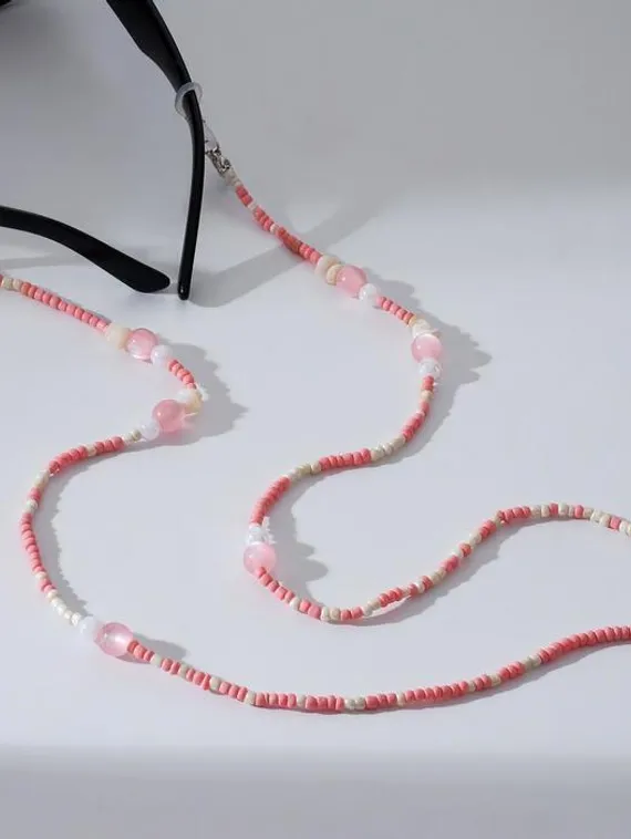 Цепочка для очков &quot;Бусинки&quot;, цвет бело-розовый, 70 см