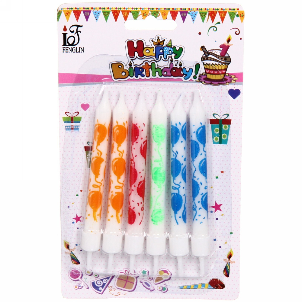 Свечи для торта»Шарики» 6 шт. 8 см, микс