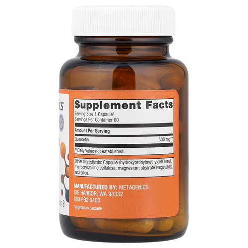 Metagenics, кверцетин, для здоровья иммунной системы и сердца, 500 мг, 60 капсул