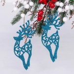 Подвески в блестках «Олень» 14 см (набор 2шт), голубой