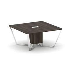 Steel Meet Стол переговорный квадратный MDK-PR.B.SP-08 Дуб Мали/Нержавеющая Сталь/Хром 1600*1600*750