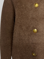 Кардиган 641 пушистый однотонный на золотых пуговицах