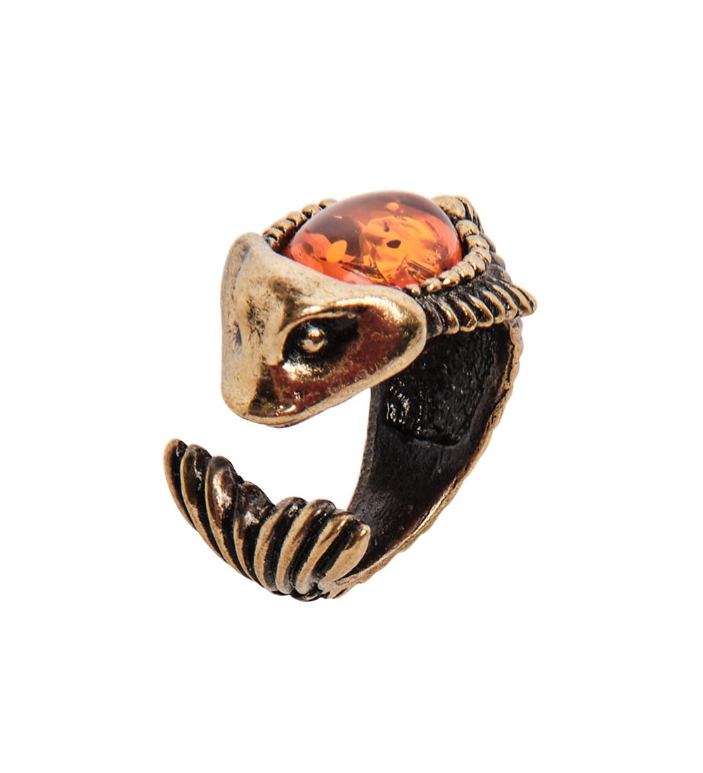AM-2679 Кольцо «Рыба» (латунь, янтарь)