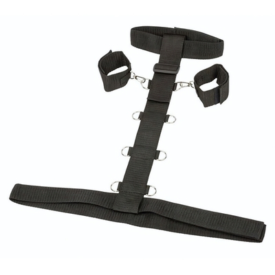 Фиксирующий бондаж на шею, талию и запястья Bondage Tie (черный с серебряным) (Цвет: черный с серебряным)