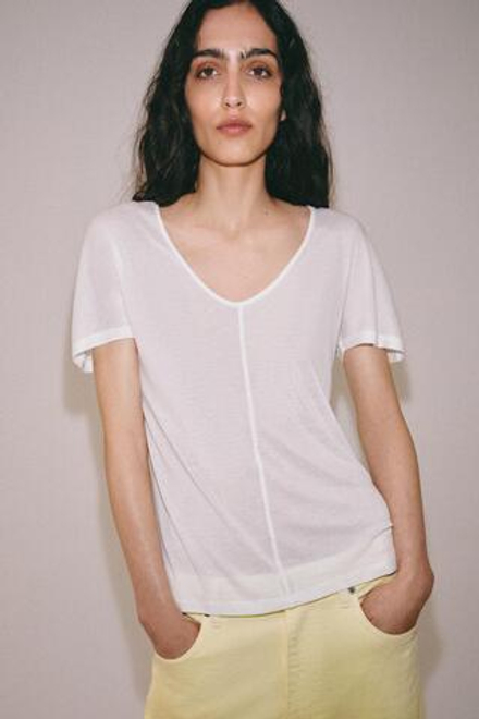 ZARA СВОБОДНАЯ ФУТБОЛКА С КОРОТКИМИ РУКАВАМИ, БЕЛЫЙ