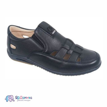 Школьные туфли Tom&Miki черные с перфорацией, на резинке В-9347-В