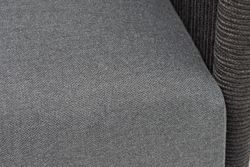 "Джелло" диван 3-местный плетеный из роупа, каркас алюминий темно-серый (RAL7024) муар, роуп темно-серый круглый, ткань темно-серая 027