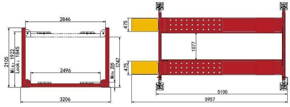 Подъёмник 4х-стоечный 5.5 тонн, под 3D сход-развал A455AH*ATIS