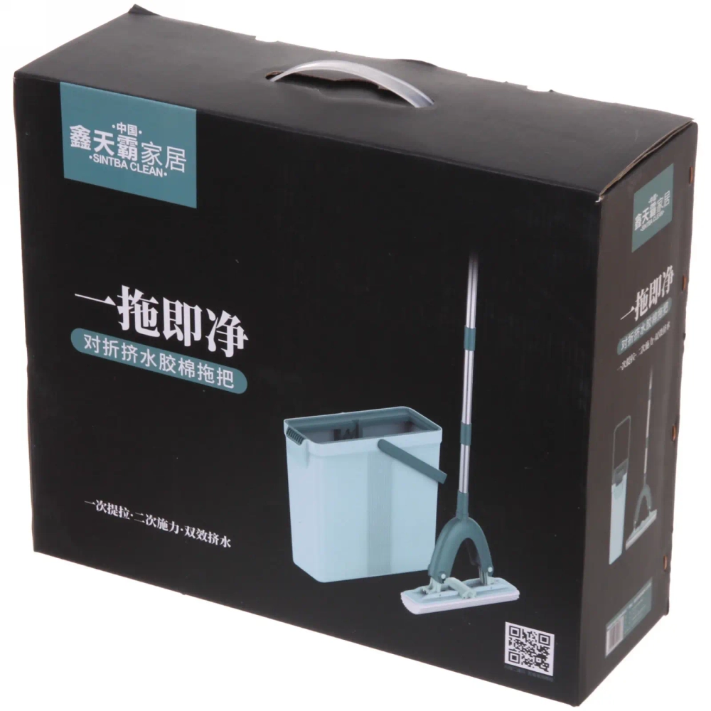 Набор для уборки (ведро с отжимом, швабра, две насадки) в цветной коробке XTB-020