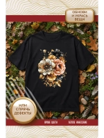 Термонаклейка на одежду, термопринт Цветы золото