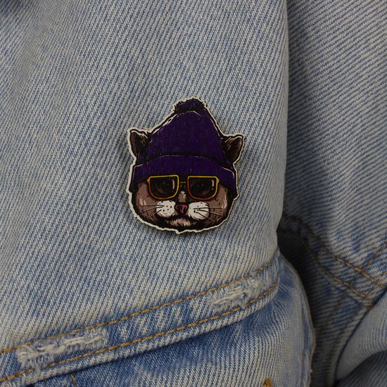 Деревянный значок. Bad Cat