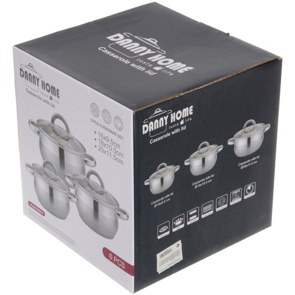 Набор посуды из нержавеющей стали ADELE 3 предмета (3 кастрюли 1,9л, 2,7л, 3,4л), DH08-6