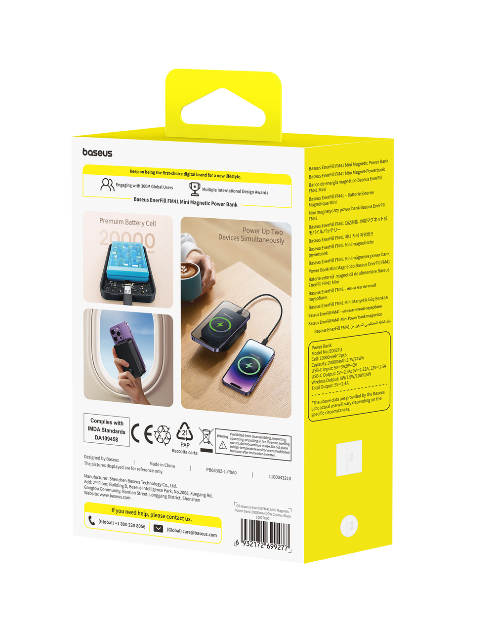 Внешний аккумулятор + Беспроводная зарядка Baseus EnerFill FM41 Magnetic Mini C+Qi 20000mAh 20W (MagSafe)