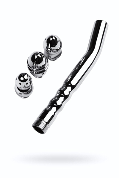 Металлический анальный душ с тремя насадками (Цвет: серебристый)