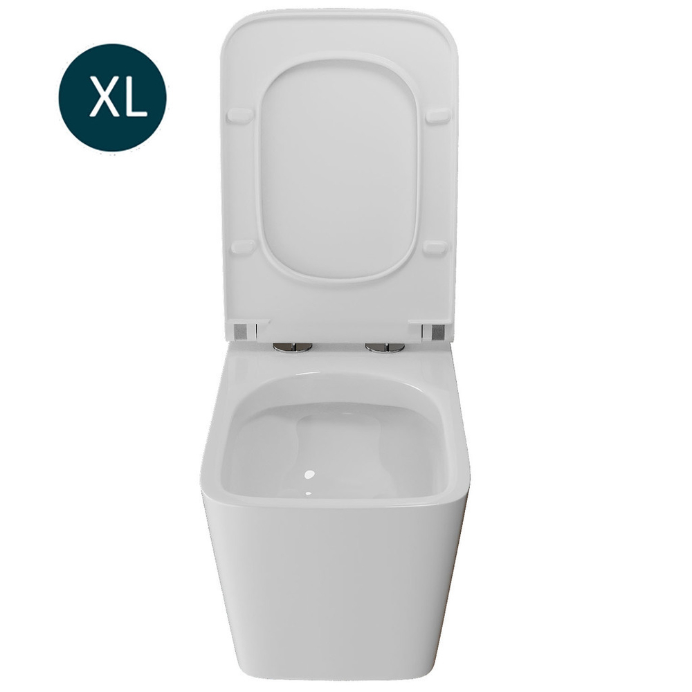 Унитаз подвесной безободковый WAVE LEON сид. дюропласт, м/л, быстр, БЕЛЫЙ глянец (XL)