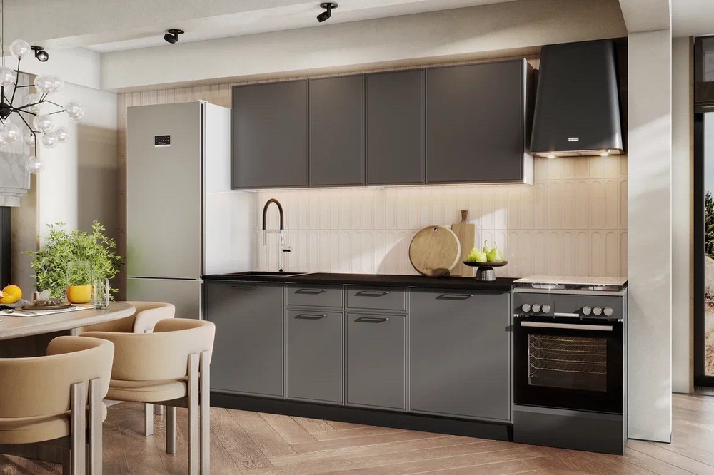 Кухонный гарнитур «Арнуво» Графит 2 м