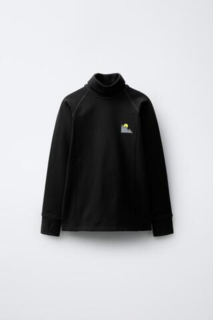 ZARA ТЕРМОФУТБОЛКА С ДЛИННЫМИ РУКАВАМИ, ЧЕРНЫЙ
