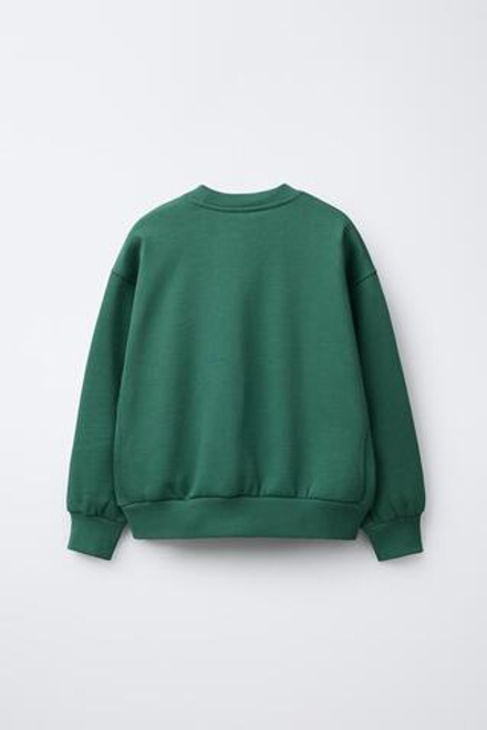 ZARA КОМПЛЕКТ ИЗ ТОЛСТОВКИ И ДЖОГГЕРОВ С ТЕКСТОВОЙ ВЫШИВКОЙ, ЗЕЛЕНЫЙ