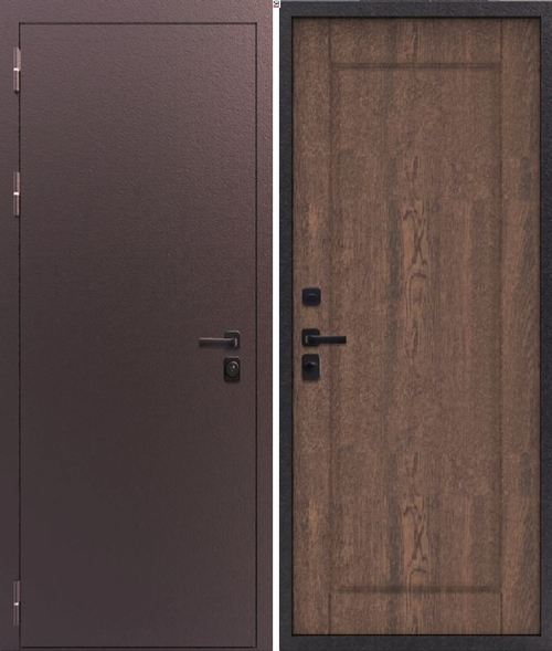 Входная дверь FlyDoors ТЕРМАЛ Медь антик - Орех грецкий