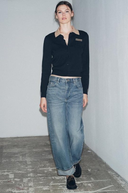 ZARA ДЖИНСЫ BAGGY СО СРЕДНЕЙ ПОСАДКОЙ — ZW COLLECTION, СИНИЙ