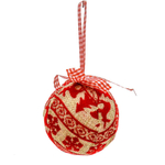 Ел игр Шар мешковина с красным узором 8 см 3шт, кор прозрач