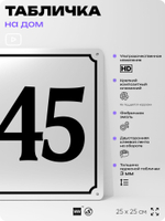 Адресная табличка с номером дома 145, на фасад и забор, белая, Айдентика Технолоджи
