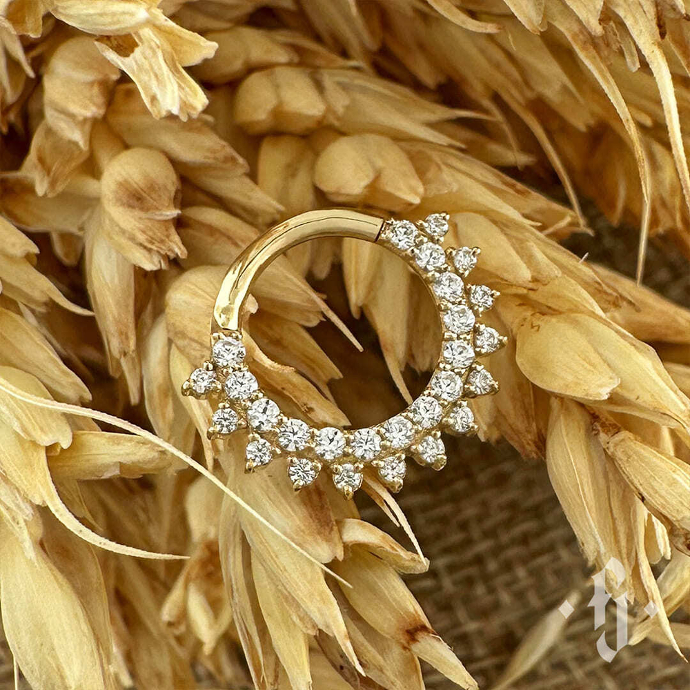 Кликер "Sunset" - Желтое золото - White CZ