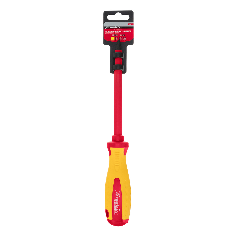 Отвертка Insulated, SL8 x 150 мм, CrMo, до 1000 В, двухкомпонентная рукоятка Matrix Professional
