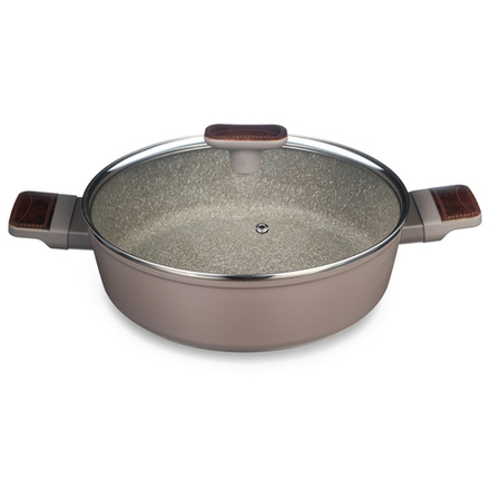 СОТЕЙНИК СО СТЕКЛ. КРЫШКОЙ И АНТИПРИГАРНЫМ ПОКРЫТИЕМ PFLUON MARBLE, 26*7,5 СМ