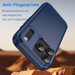 Чехол синего цвета с дизайном под карбон на iPhone 17 Pro, мягкий отклик кнопок, серия Carbon от Caseport