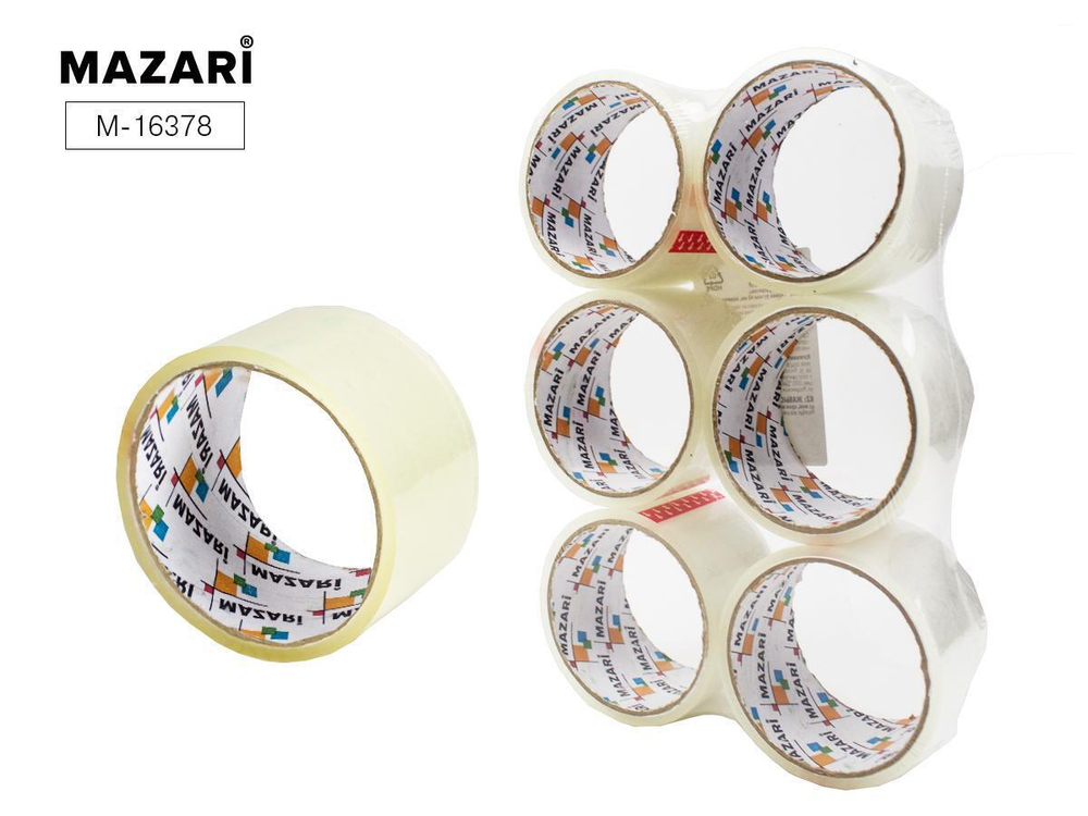Клейкая лента 48мм. 24м. упаковочная, прозрачная, 45мкм. (Mazari)