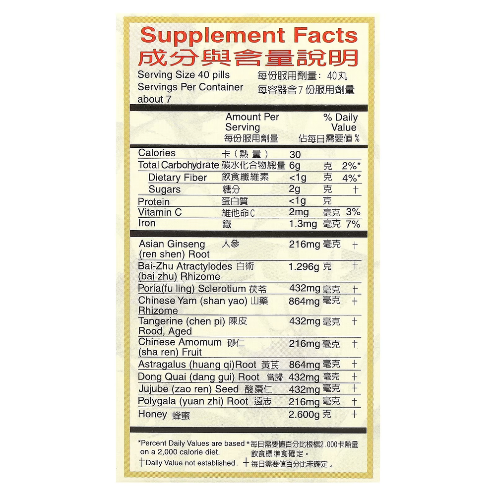 Tong Ren Tang renshen jianpi wan 300 pills.