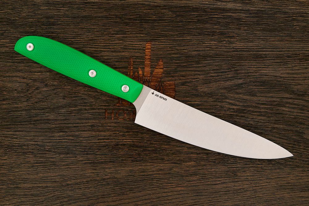 Нож кухонный MOYO Геликон шеф 165мм, сталь AR-RPM9, рукоять G10-extra зеленый