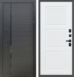 Входная металлическая дверь Рекс 30 Кварц черный / ФЛ-1 Силк сноу (белый матовый, без текстуры)