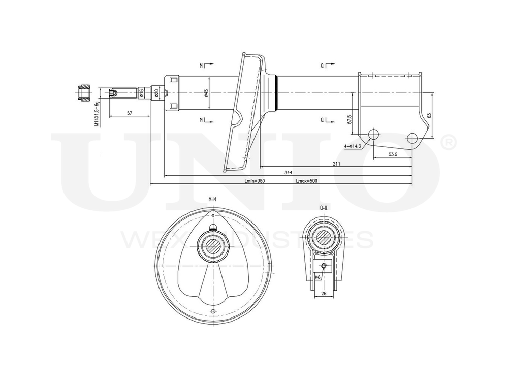 Амортизатор масляный передней подвески UNIO SAB-20034
