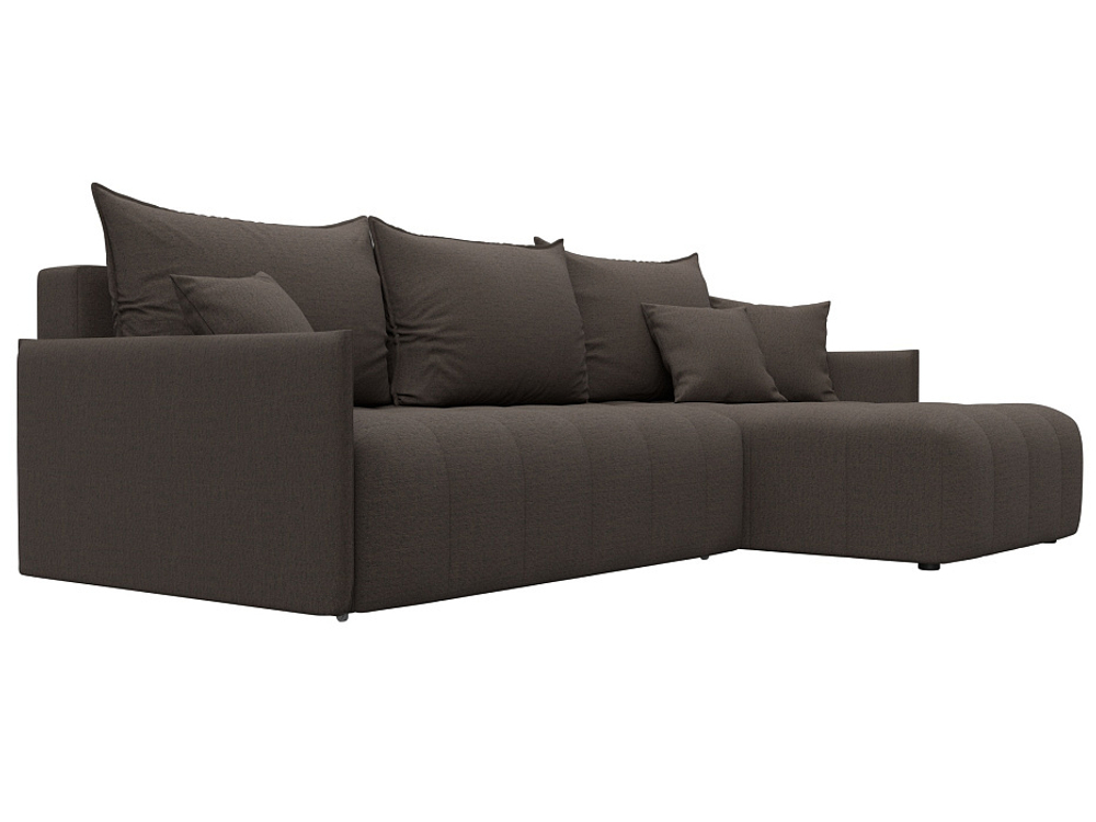 Диван угловой Лига-054 НПБ угол универсальный РОГОЖКА Амур 05 коричневый