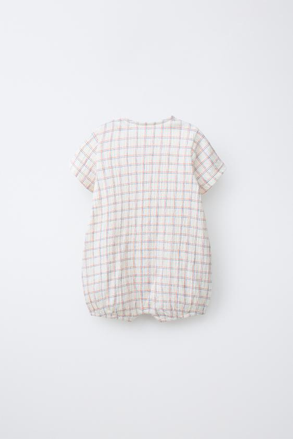 ZARA КОМБИНЕЗОН В КЛЕТКУ С ВЫШИВКОЙ, БЕЛЫЙ