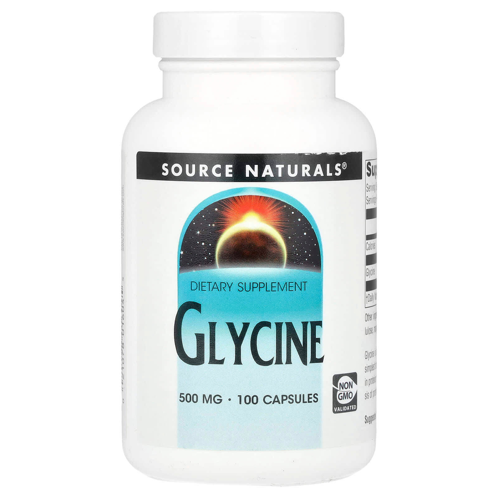 Source Naturals, Глицин, 500 мг, 100 капсул