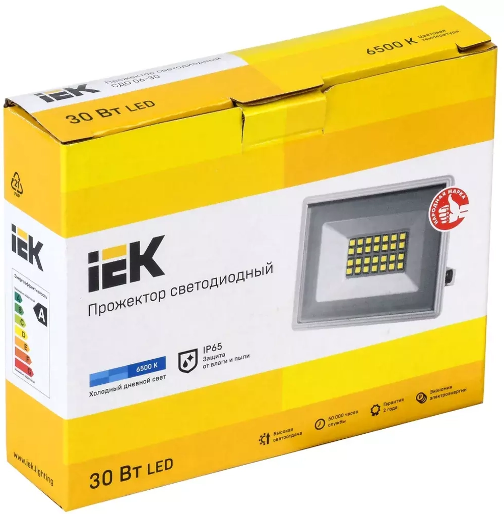 Прожектор LED СДО06-30 IP65 6500K белый IEK LPDO601-30-65-K01