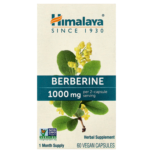 Himalaya, берберин, 60 веганских капсул (500 мг в 1 капсуле)