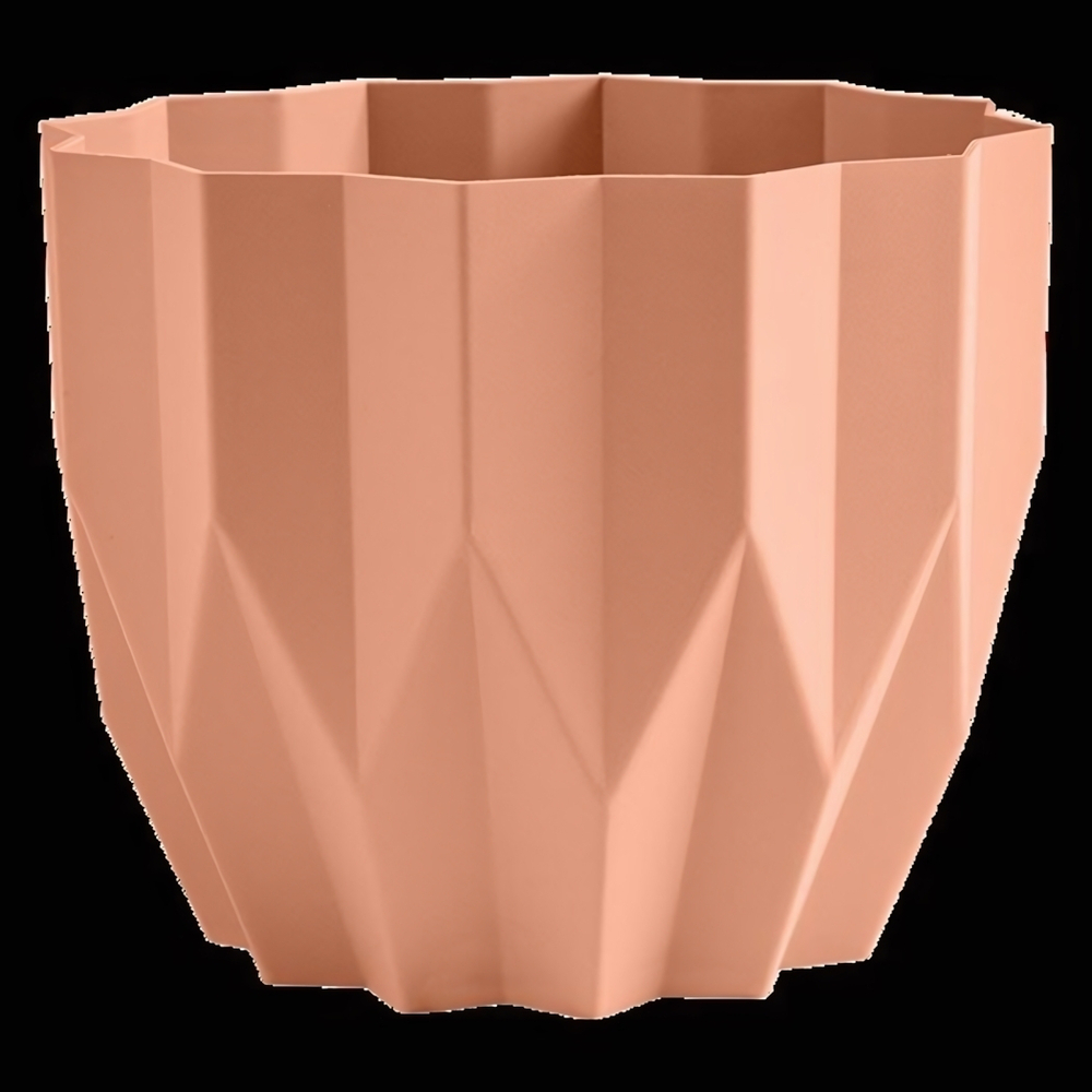 Кашпо для цветов пластиковое 0,8л d-13см «Геометрия» Персиковый