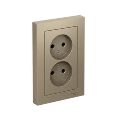 Розетка 2-м СП AtlasDesign 16А IP20 без заземл. в сборе шампань SE ATN000520