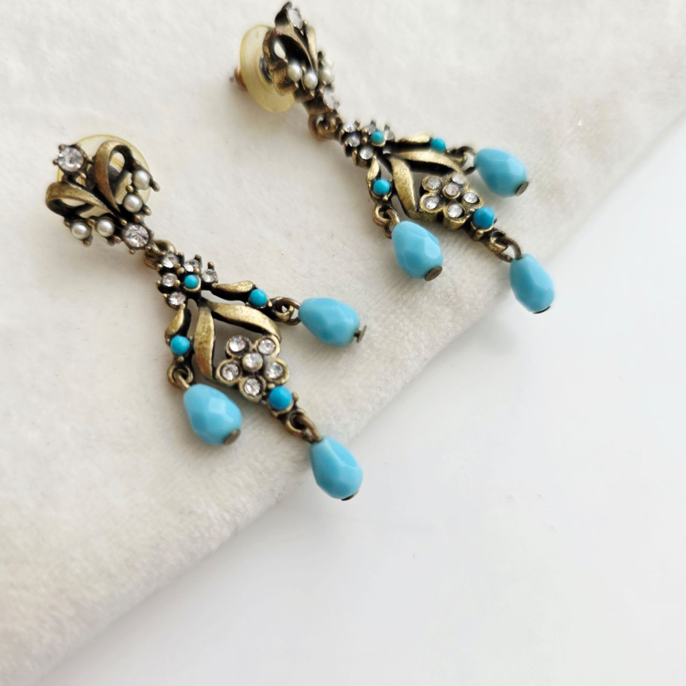 Серьги Hobe с бирюзовыми каплями