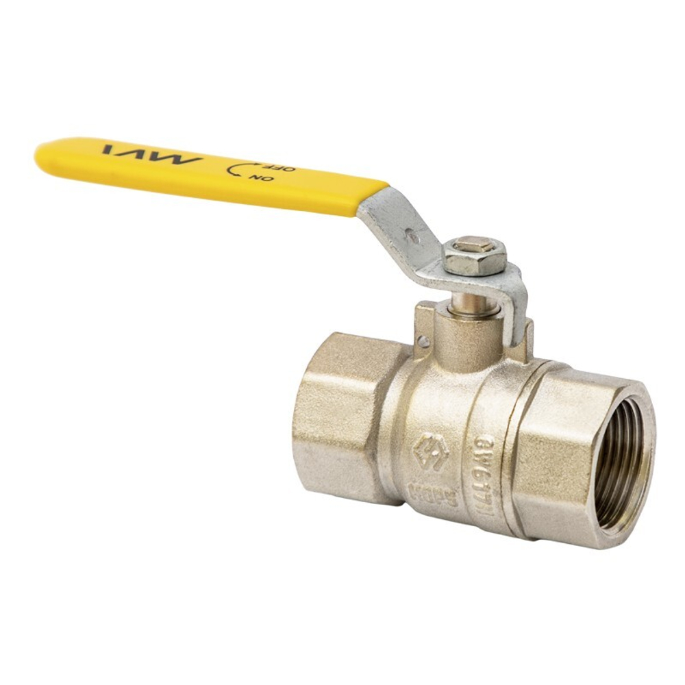 Кран латунный шаровой газовый MVI BV.811, DN 15, PN 5 25, никелированный, полнопроходной, муфта-муфта, рычаг