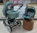 Детская коляска-трансформер 3 в 1 Luxmom 608 / изумрудный ткань