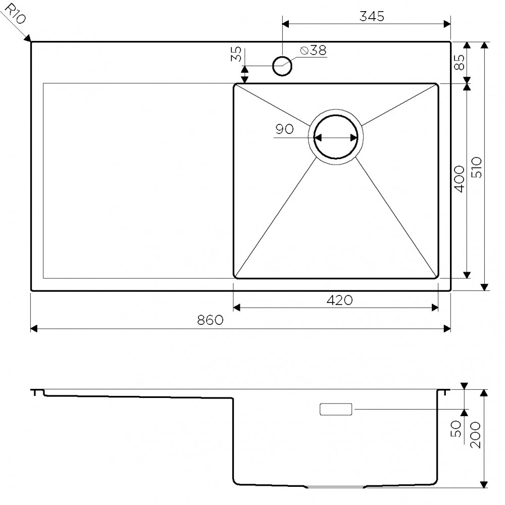 Кухонная мойка Omoikiri Akisame 86-IN-R