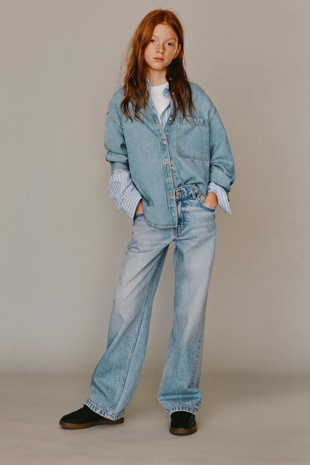 ZARA ДЖИНСЫ STRAIGHT-LEG, ГОЛУБОЙ